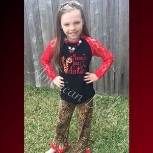 SALE!! Leopard Print Valentines 2pc Pant Set girls